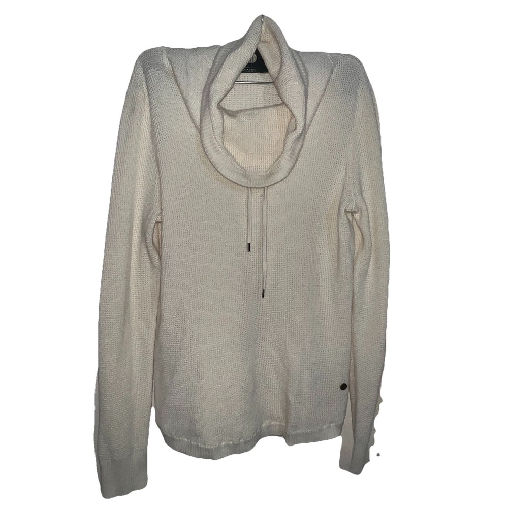 Lauren Ralph Lauren Cream Womens S Cowl Neck Waffle‎ Knit Sweater